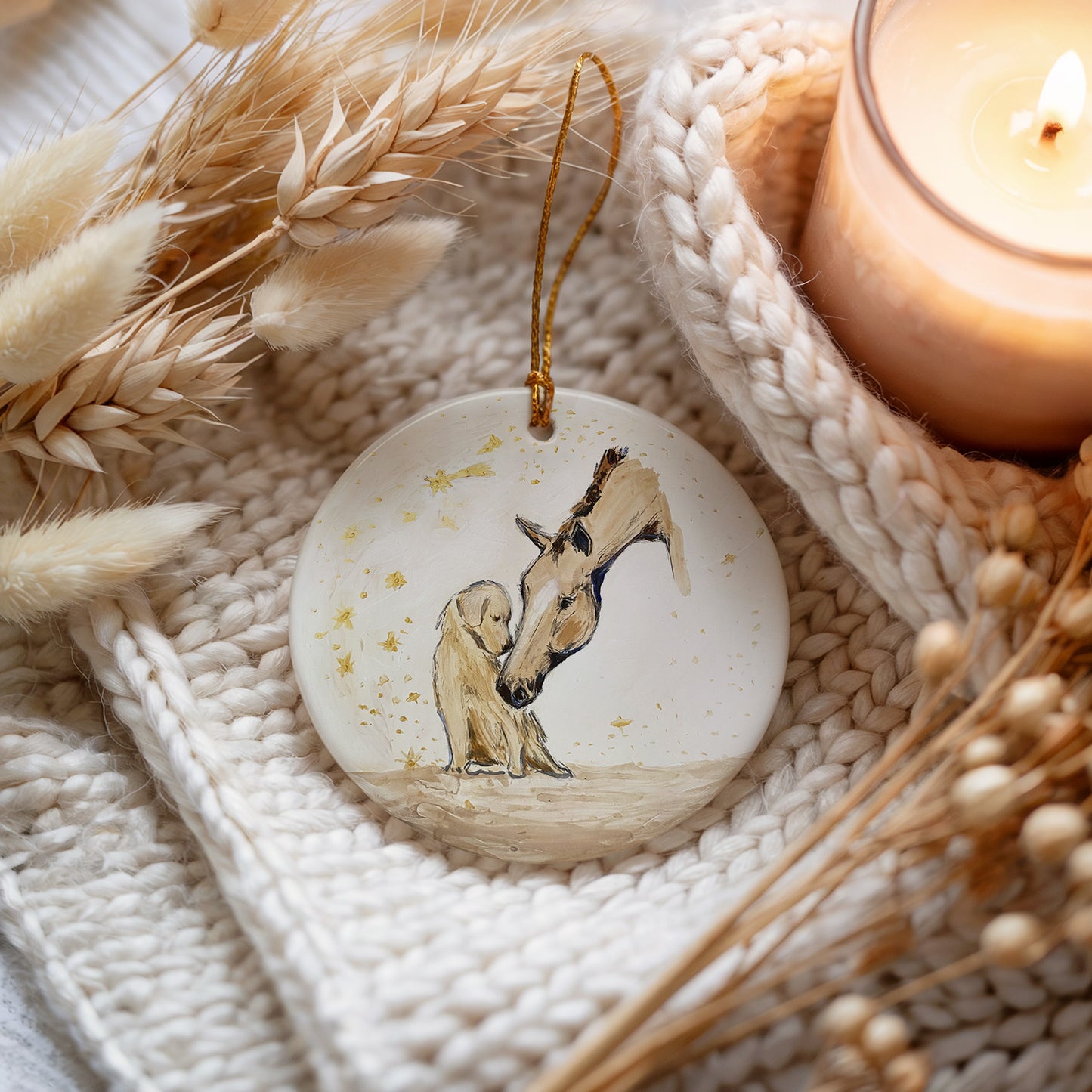 Golden Kisses Ceramic Ornament