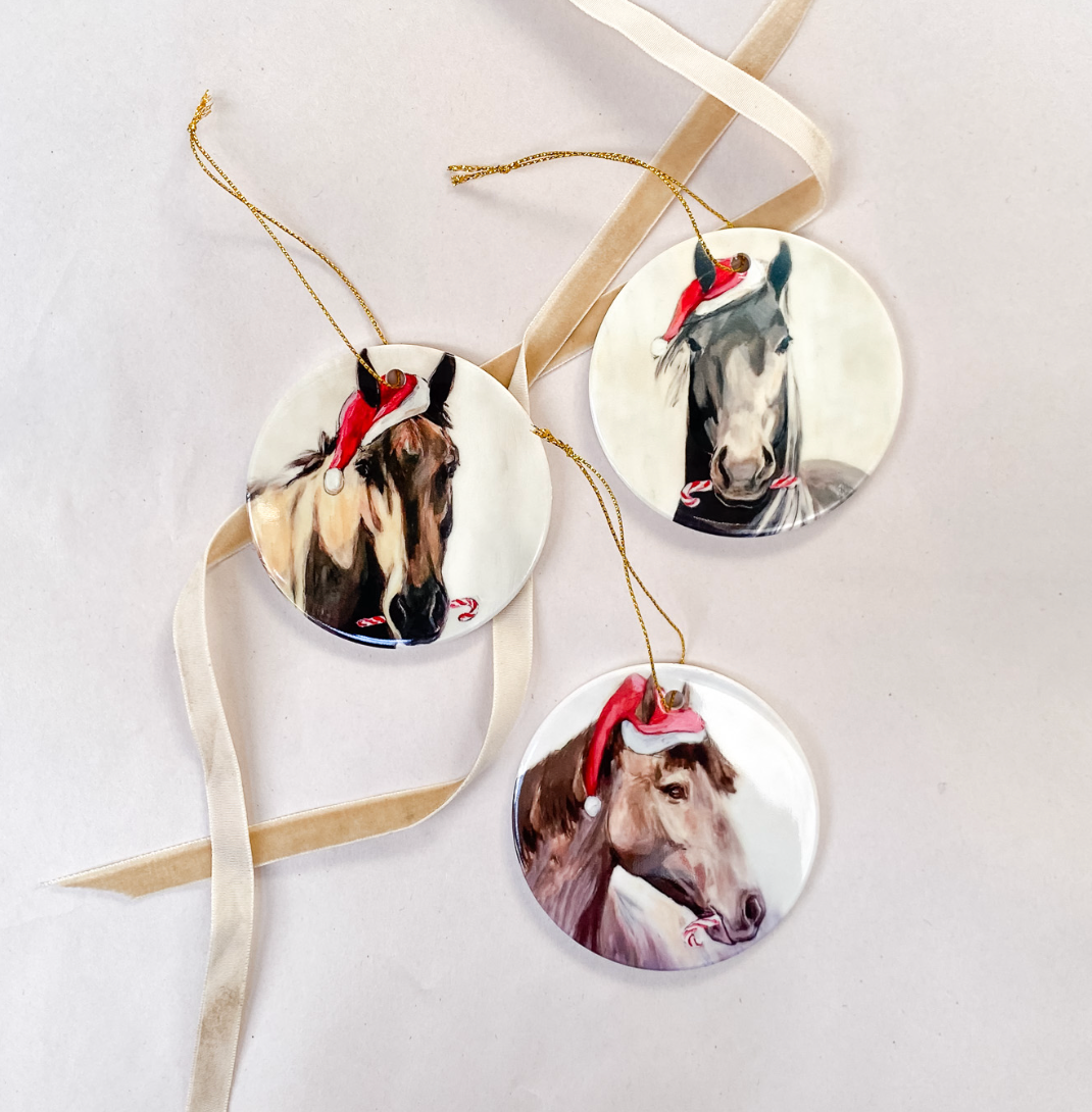 Santa Ponies Ornament Set (Bundle of 3)