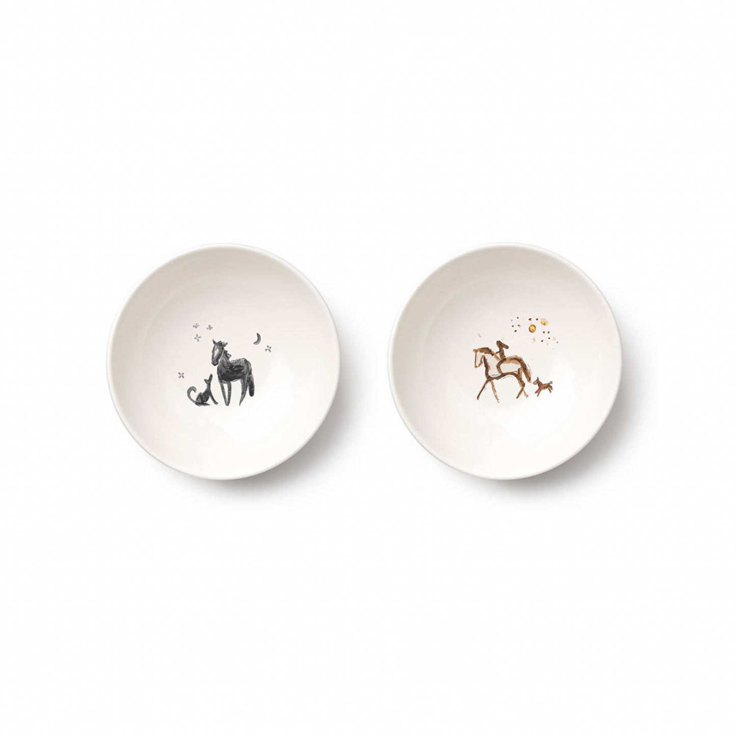 Horse & Rider Porcelain Bowls (Set of 2)