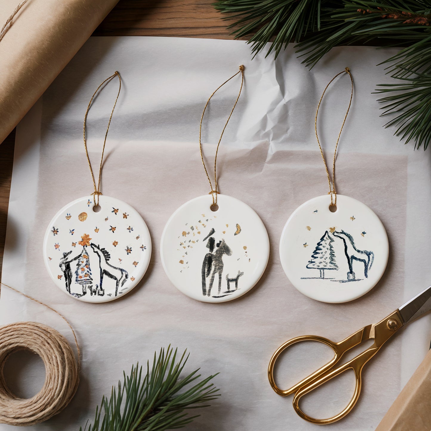 Horse Girl Christmas Ornament Set (Bundle of 3)