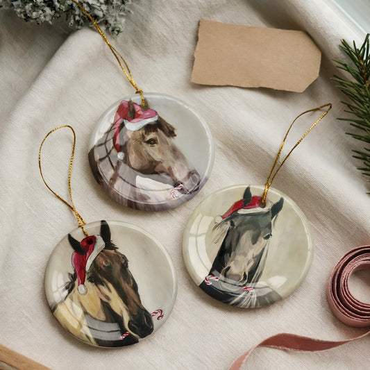 Santa Ponies Ornament Set (Bundle of 3)