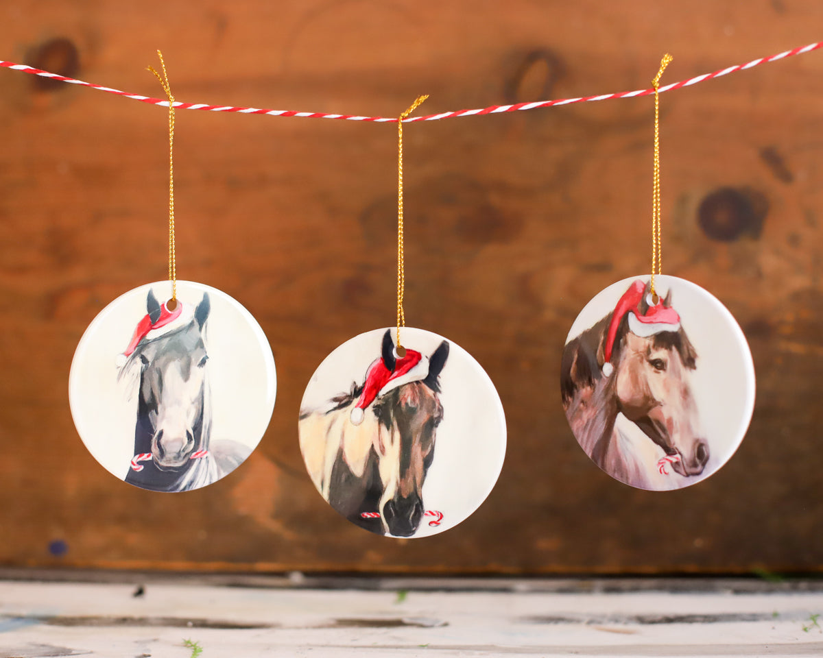 Santa Ponies Ornament Set (Bundle of 3)