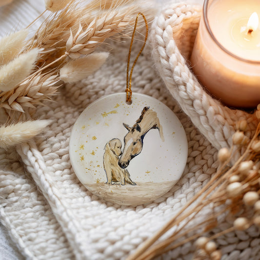 Golden Kisses Ceramic Ornament