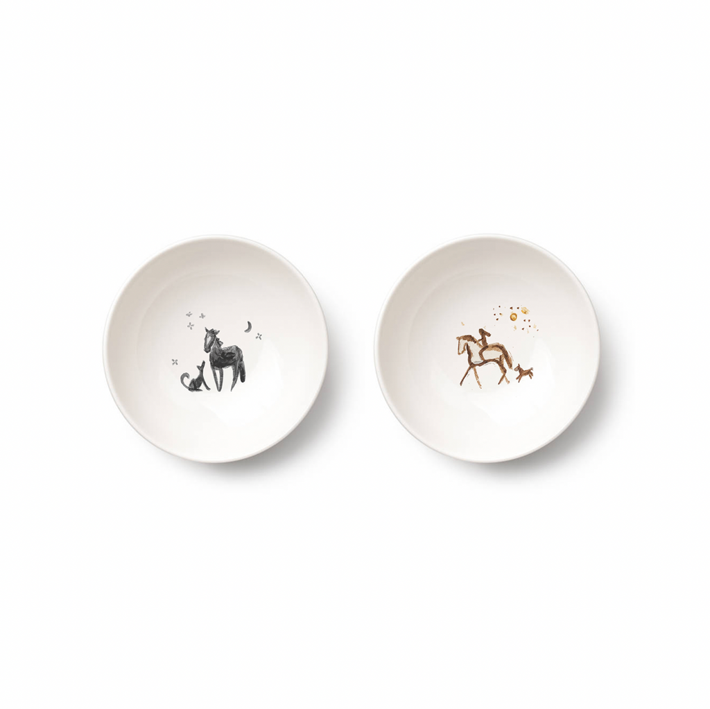 Horse & Rider Porcelain Bowls (Set of 2)