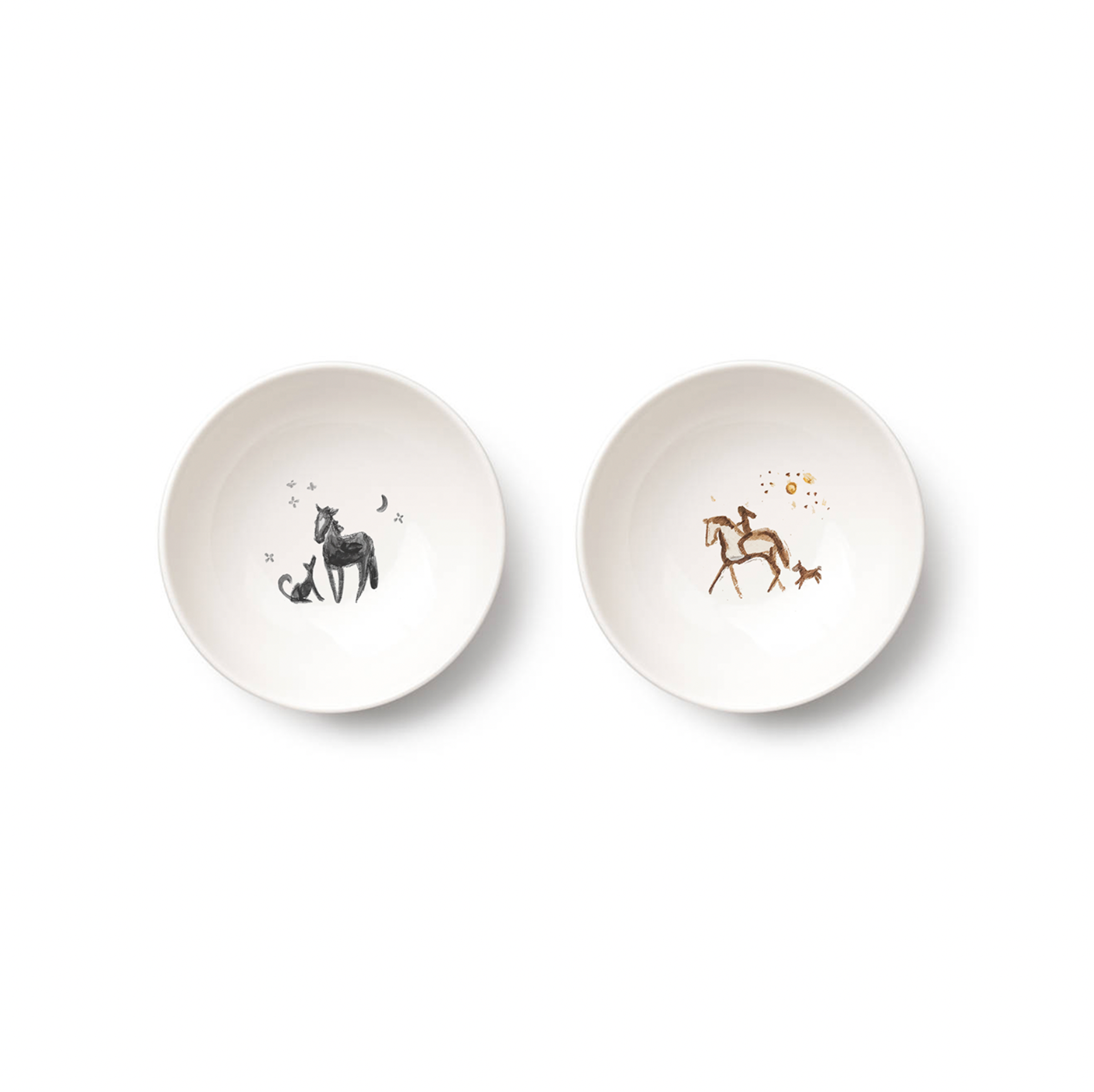 Horse & Rider Porcelain Bowls (Set of 2)
