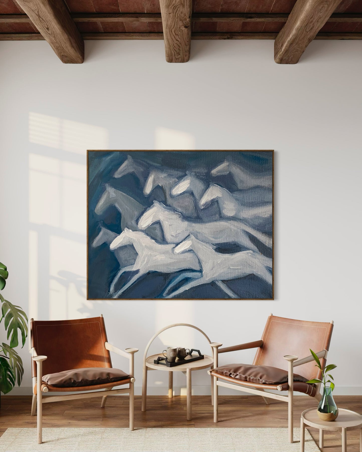 Blue Horses Print