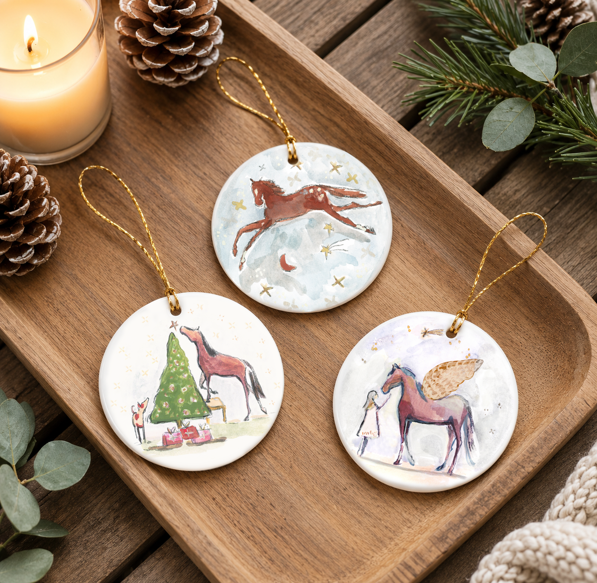 Pony for Christmas Ornament Set (Bundle of 3)