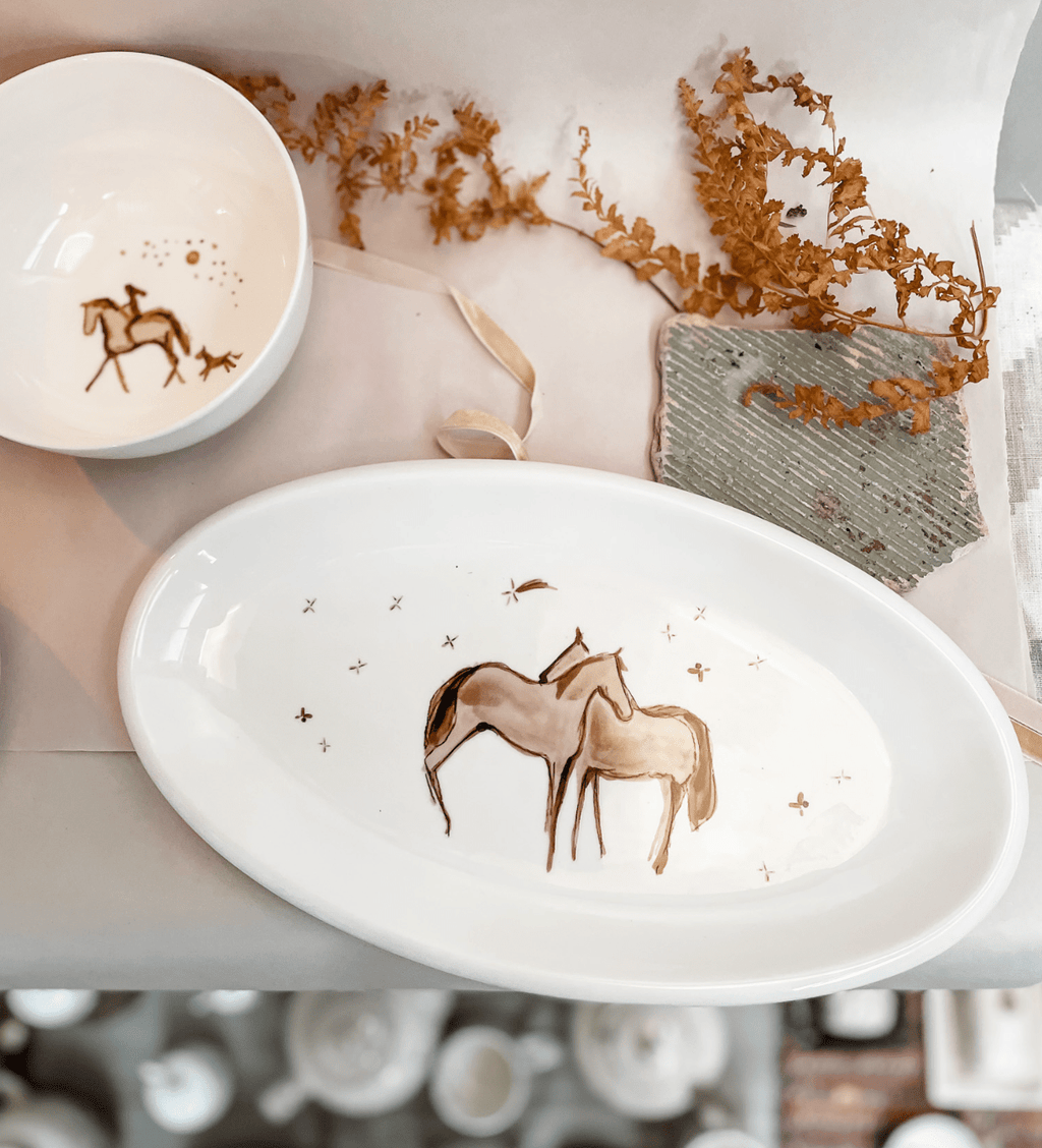 Horse & Rider Porcelain Bowls (Set of 2) - Bettina Norton Artwork